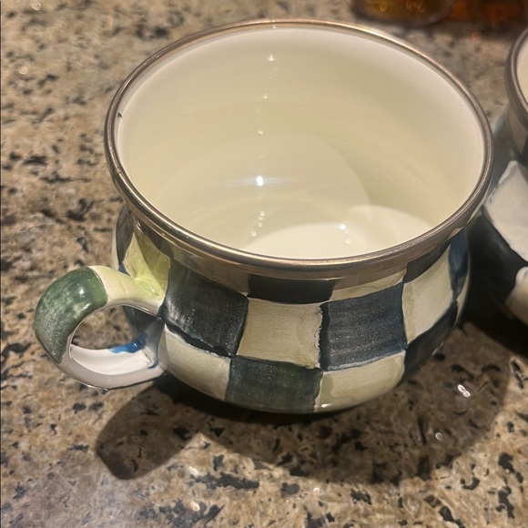 McKenzie Childs Checkered Ceramic coffee / tea cups- Black and White - Picture 7 of 9